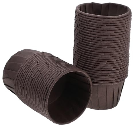 TOVINANNA Molde para Hornear Cupcakes Papel Café Borde Enrollado, 50 Unidades, Molde Casero para Repostería, Papel Antiadherente para Muffins, Adecuado para Uso Doméstico y Eventos en Hogar