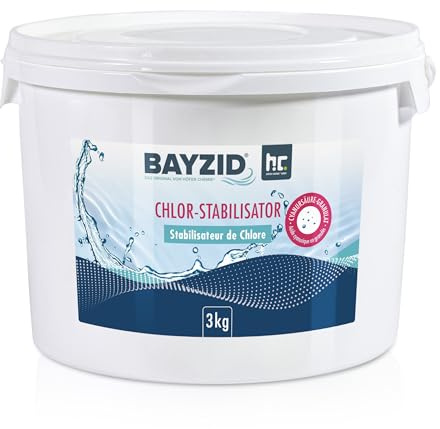BAYZID Chlor Stabilisator Granulat 3 kg (Cyanursäure) – UV-Schutz für Pool Chlor – Reduziert Chlorverbrauch & verlängert Desinfektion – für Salzwasserpool & Flüssigchlor geeignet