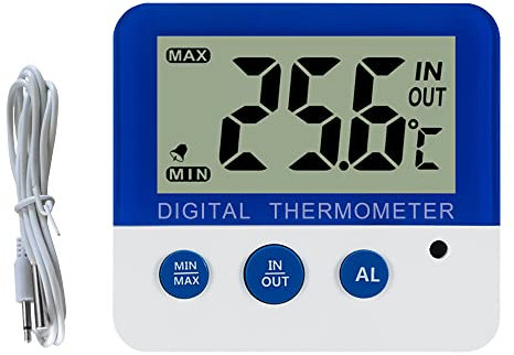 Digital congelador/refrigerador termómetro con imán y Stander Gellman Digital congelador termómetro con LED Indicador de alarma Max/Min congelador de memoria Termómetro