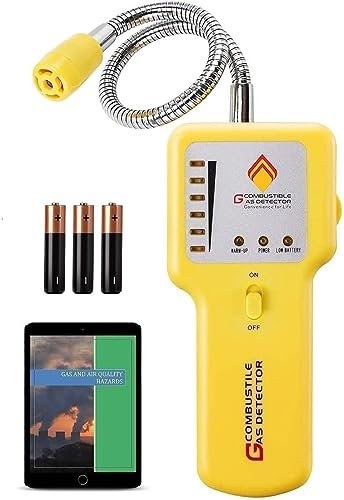 Y201 Propane and Natural Gas Leak Detector, Portable Gas Sniffer for Leaks of Combustible Gases like Methane, LPG, LNG, Fuel, Sewer Gas, w Flexible Neck