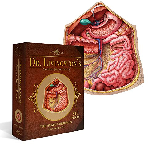 Dr. Livingston's Human Anatomy for Kids 500 Piece Jigsaw Puzzle - Educational Learning Toy for Children - Fun Kids Learn Medical Science - Human Body Puzzle (Abdomen)