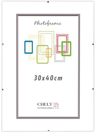 CHELY INTERMARKET MOD300 Marco Portafoto Clip Metacrilato Sin Borde Moderno 30x40cm Montaje Vertical Horizontal Decoración Posters Carteles Oficinas Galerías Color Transparente Incluye 1 Unidad