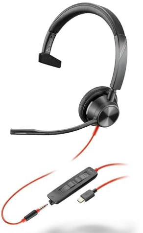 Plantronics mono-headset 'Blackwire C3315' med USB-C-anslutning och flexibel mikrofonarm, svart