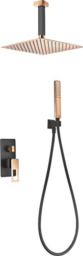 Conjunto ducha empotrado Imex Estocolmo Negro Oro Rosa BDES37-6-NOR