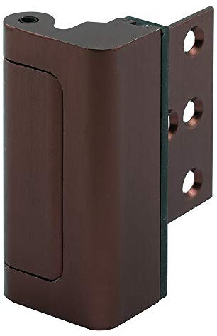 Prime-Line U 11441 - Cerradura de refuerzo de puerta, añade seguridad adicional a tu hogar y evita la entrada no autorizada, tope de 3 pulgadas, construcción de aluminio, bronce rojo (paquete