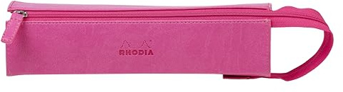 RHODIA 319036C - Trousse Plumier Rhodiarama Fuchsia - 23x5x5 cm - Ouverture à Plat pour Utilisation en tant que Plumier - Simili Cuir - Rangement Stylos, Crayons, Feutres, Petites Fournitures