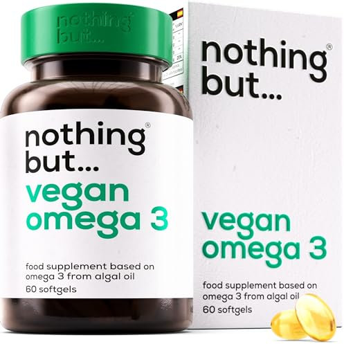 Vegan Omega 3, Algae Oil Omega 3 Supplement for Adults, Vegan Omega 3 Capsules w/DHA Omega 3 Algal Oil for Heart & Brain Health & to Lower Cholesterol, Omega 3 Vegan - 60 Omega 3 Softgel Capsules