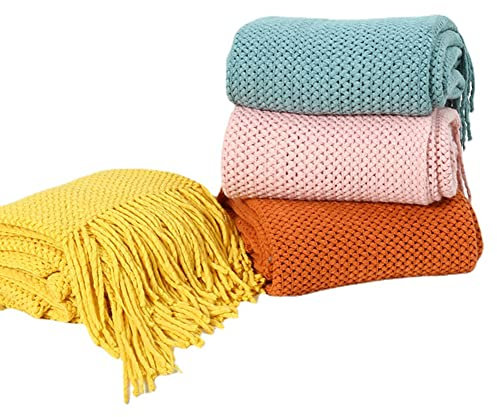 Weiche Strickdecke 127 x 180 cm Boho Fransen Decke Dekorative Decke Sofadecke Schlafdecke Leichte Decke Reisedecke