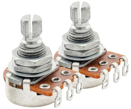 Alpha A250K Metrisch Grob 18 Zähne Alu Mini Short Shaft Poti Linear Taper Potentiometer für E-Gitarre und Bass(2er Set)