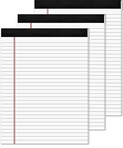 Notizblöcke, 21,6 x 28,9 cm, weiße Notizblöcke, Papiertabletten, Notizblöcke, 21,6 x 28,9 cm, breite linierte Blöcke aus Papier, Schreibblöcke 21,6 x 28,9 cm, mit 30 Blatt/Block