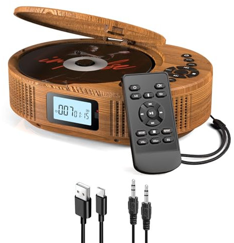 Lecteur CD Boombox amélioré et Haut-Parleur Bluetooth 2en1, Lecteur CD Portable Rechargeable pour Voiture/Maison avec télécommande, Radio FM, Prise en Charge AUX/USB, Prise Casque