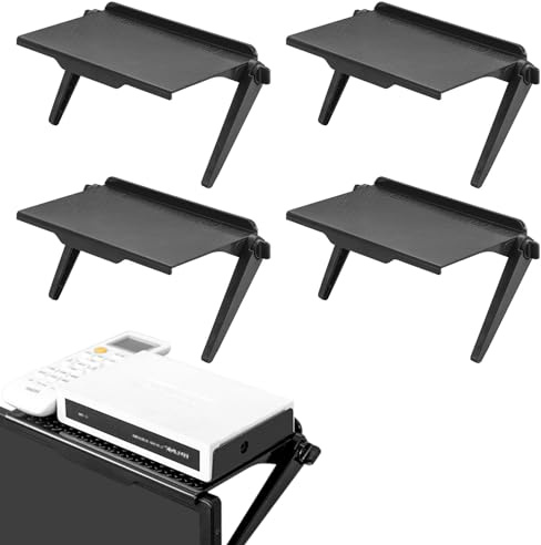 TV Top Shelf,Regerly 4 Piece Screen Top Shelf 21.5X11CM Screen Top Shelf Adjustable Top Shelf For TV Computer Monitor Storage Shelf For Speakers Media Boxes Router Game Console