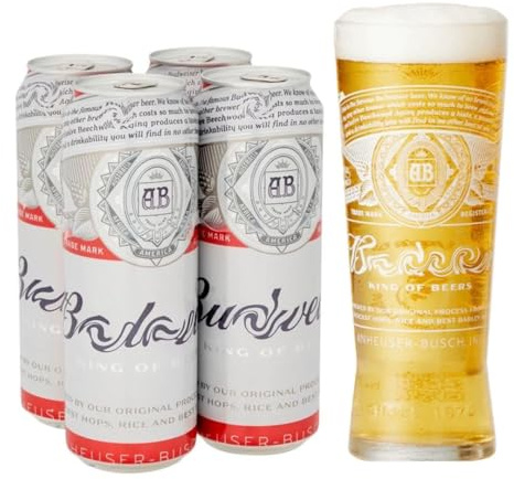 Premium Lager Gift Set with Nucleated Pint Glass, 4 x 440ml Cans, 4.5% ABV Beer Hamper for Adults