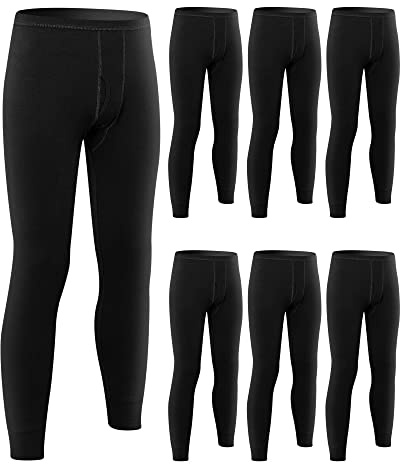 Hicarer 6 Pcs Mens Thermal Underwear Bottom Warm Long Underwear Johns Thermal Pants Base Layers Leggings for Cold Weather(Medium,Black Gray)