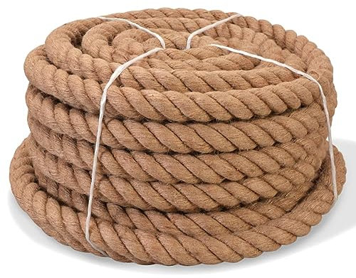 LAPOOH Corda in Juta 100% 30 mm 50 m,Corde,Fili e Catene,Cavi e funi,Corda Intrecciata,Cima per Ancoraggio e Ormeggio-143799