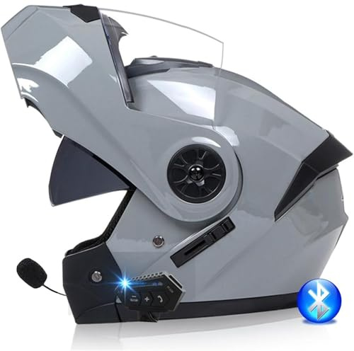 Casque De Moto Bluetooth, Homologué ECE Casque Modulaire À Bascule for Femmes Et Hommes avec Double Visière, Microphone Haut-Parleur Et Suppression du Bruit