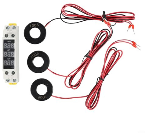 Dreiphasiges Amperemeter, 3-Phasen, 3-stellige Mini-DIN-Schienen-Digitalanzeige, Modulares Amperemeter, Dreiphasen-Modular-Stromzähler, Messanzeige