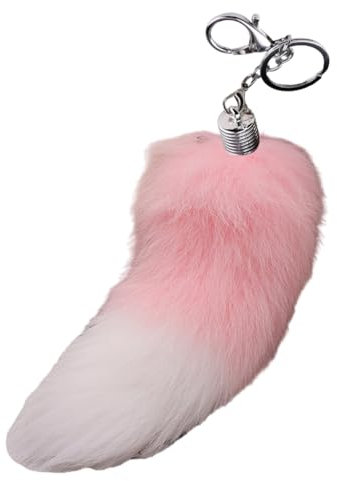 ESTCNK Einzigartiger Fuchsschwanz-Schlüsselanhänger, Zubehör, Plüschtasche, Anhänger zum Aufhängen für trendigen Look, Pink, As detailed description