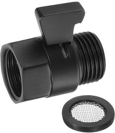 QUARKZMAN Valvola di Controllo del Flusso d'Acqua G1/2 Valvola Ottone Nero | 1 Pezzo, di Chiusura, Regolatore Pressione Acqua, per Testa Doccia o Spruzzatore Bidet, per Testa Doccia