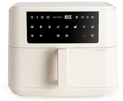 CREATE/FRYER AIR DUAL/Freidora sin aceite 10 L con separador blanco roto/Capacidad 7-8 raciones, Panel de control táctil multifunción, Con divisor de alimentos, 10 programas preinstalados, 2400W