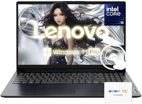 Lenovo Computer portatile Premium | Touchscreen FHD da 15,6 pollici | 8 GB di RAM | SSD da 256 GB | Intel Core i5-1235U (10 Core fino a 4,40 GHz) | WiFi 6 | Win 11 Pro | WOWPC Recovery USB