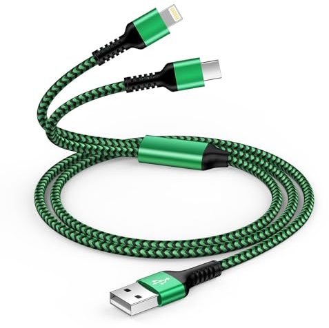 Câble USB C et Lightning 2 en 1, [1,2 m] double câble de charge multiple, chargeur 2 en 1 pour iPhone 14/13/12/11 Pro, Type-C pour iPhone 16/15 Pro max, Samsung Galaxy S25/S24/S23/S22/S21 Ultra/A54