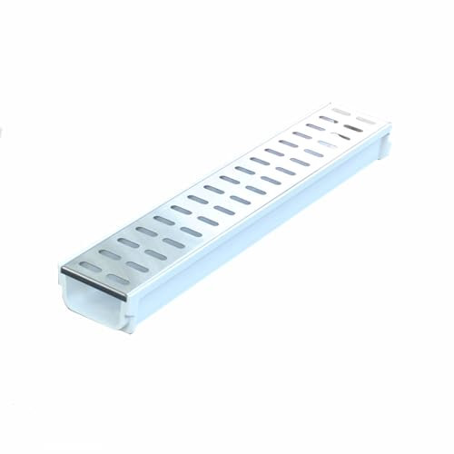 Koncey EntwäSserungsrinne mit Edelstahl Gitterrost für Betonauffahrten, Gehwege, Schwimmbadbereiche & schmale Terrassen(A,W 10 x H 6 x L 60 cm)