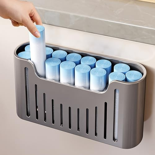 YESENT scatole portaoggetti autoadesive montate a parete, scatola portaoggetti per porta dell'armadio da cucina, per armadietto, bagno,frigorifero, scatola portaoggetti per piccoli oggetti (grigio)