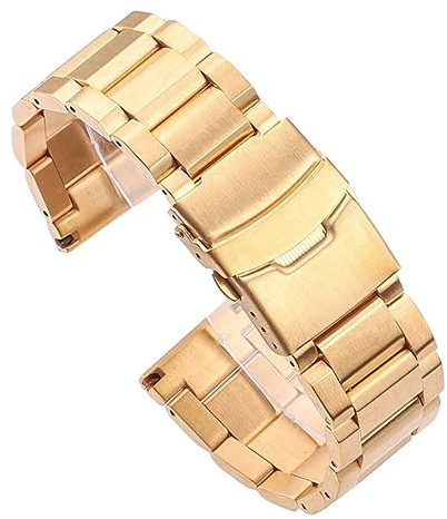 Cong Yi Cinturino Cinturino For Orologio Donna Uomo 18 20mm 22mm 24mm Cinturino In Acciaio Inossidabile Solido Argento Nero Cinturino In Oro Rosa Spazzolato Accessori(Gold,22mm)