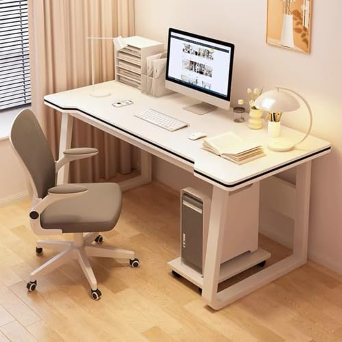XUEGW Modern Gaming Desk, PC Table Student Writing Desks, Modern Wood Desk for Computer, Gamer Table for Home, Office (White, 120x60cm)