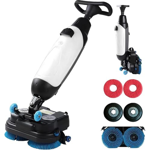 Lavapavimenti Compatto con Doppio Serbatoio Spazzole di Pulizia Motorizzate 45 cm Senza Cordone Alimentato da Batteria 36V