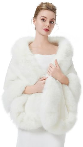 BEAUTELICATE Women's Faux Fur Shawl Wrap Stoles for Bridal Wedding Dresses