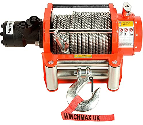 Winchmax 20.000 Libras (9.072 kg) Cabrestante hidráulico Naranja Original con Cuerda de Acero.