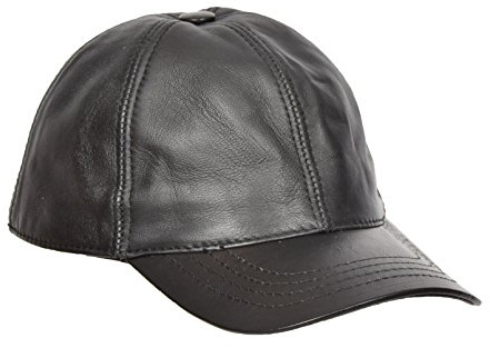 Real Leather Baseball Cap Adjustable Sports Casual Plain Summer Winter Hat (Black)