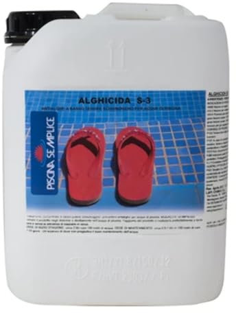 PISCINA SEMPLICE - Alghicida S3 Liquido, Ideale per Prevenire le Alghe In Piscina, Formato Da 10 Kg