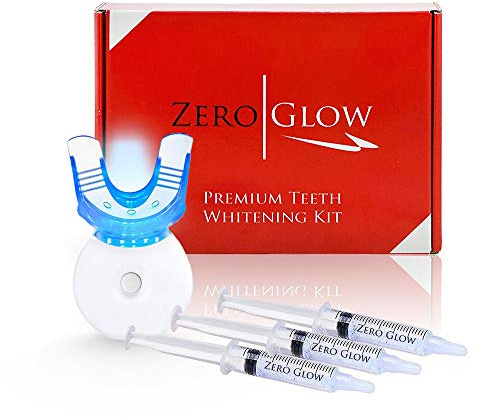 Zero Glow Teeth Whitening Kit Carbamide Peroxide Syringes, LED Light, Trays
