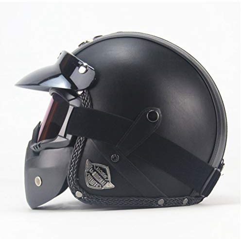 Helme Vintage Pu Lederhelme 3/4 Motorrad Chopper Fahrradhelm Jethelm Vintage Motorradhelme mit Visieren