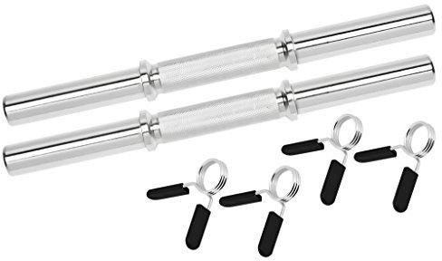 Bad Company Chrom Kurzhantelstange mit glatten Auflageflächen inkl. Federverschlüssen 30/31 mm I 2 Stück - 38 cm Hantelstange