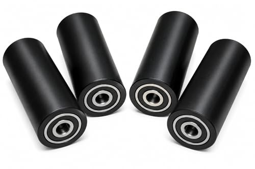 4X Polyamid Rollen Ø40mm mit Kugellager – Nylon Laufrollen Schwarz – Bis 100 kg Tragkraft pro Rolle – Hochbelastbare Kunststoffrollen für Maschinen, Werkbank & Transportwagen