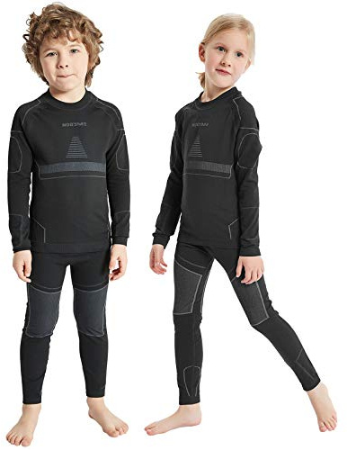 NOOYME Intimo Termico Bambino Biancheria Intima Termica Bambina Pantaloni e Maglia Termica Traspirante Asciugatura Rapida per Sci Corsa Calcio