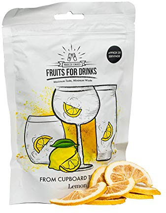 Fruits for Drinks, Freeze Dried Lemon Slices - Cocktail Garnish for Gin, Prosecco, Whiskey & More | Long Shelf Life | 20 Servings