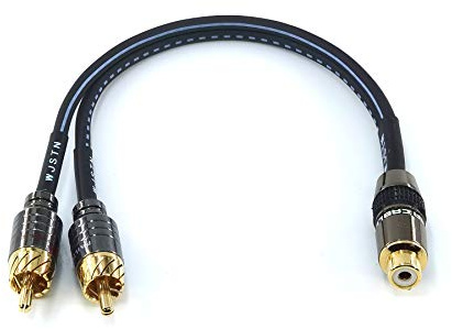 WJSTN Répartiteur RCA 1 femelle 2 RCA mâles adaptateur Y pour caisson de basses, câble audio et vidéo 20,3 cm (1 femelle vers 2 mâles)