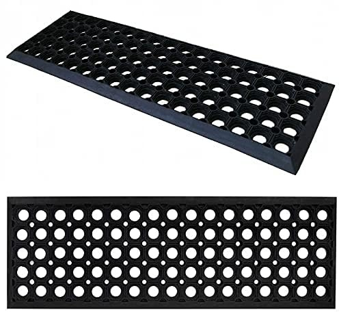 R.G. Gummi Stufenmatten Fußmatte Ringgummimatte 25x75 cm Treppenmatte Matte rutschhemmend Dicke 18mm mit Anlaufkante (5 Stück)