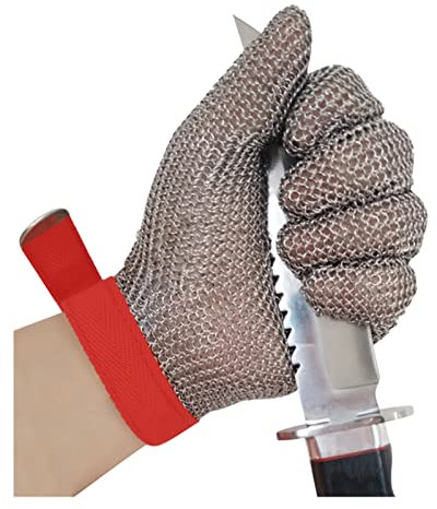 Guanti antitaglio Guanti Anti-Taglio in Metallo Anti-Taglio Guanti, Guanti da Lavoro Protettivi di Sicurezza, Mano Protettiva for La Macellazione di Pesce in Cucina (Size : S)