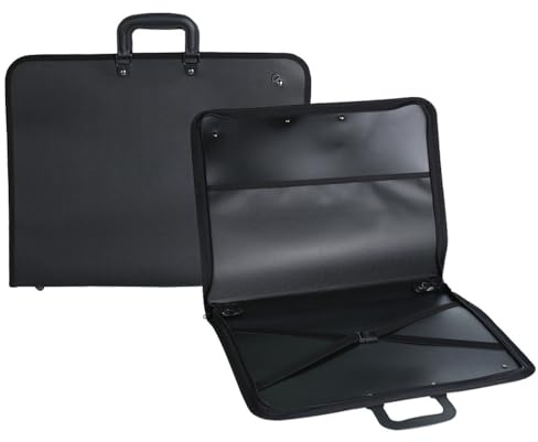 DZOZO Funda tipo cartera para artistas, tamaño A3, bolsa de transporte para dibujar, pintar y dibujar, presentación artística y carpeta de almacenamiento, Black, 37cm x 48cm, moderno