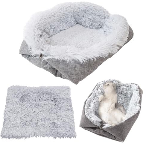 Warmes Haustierbett,Süßes Haustierbett,Weiches Katzenbett,Flauschiges Katzenbett,Das Haustiernest ist waschbar,Nest für Katzen und Hunde,Plüsch Katzen Kissen Kuschelbett Größe in 60x52cm