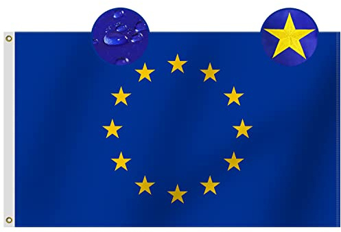 Omnisexual Drapeau de l'Union européenne de qualité supérieure,90x150 cm,Brodé 12 étoiles,Longue durée de vie,Œillets en laiton pour un affichage facile,Drapeaux européens et européens