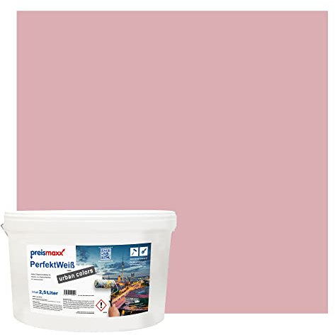 Preismaxx Perfektweiß urban colors, bunte Wandfarbe, rosa, pink, kirschblüte, cherry blossom 2,5L, Innenfarbe, hohe Deckkraft Klasse 2, matt