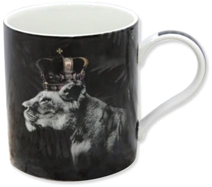 lesser and pavey LP34115 Ceramic Mug | Royal Lioness design | 1 Pc, Black & White