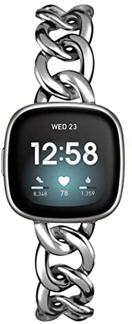 Schlankes Armband, kompatibel mit Fitbit Versa 4/Fitbit Sense 2, niedlicher Schmuck, Metallarmband, Ersatz für Fitbit Sense/Versa 3 Damen